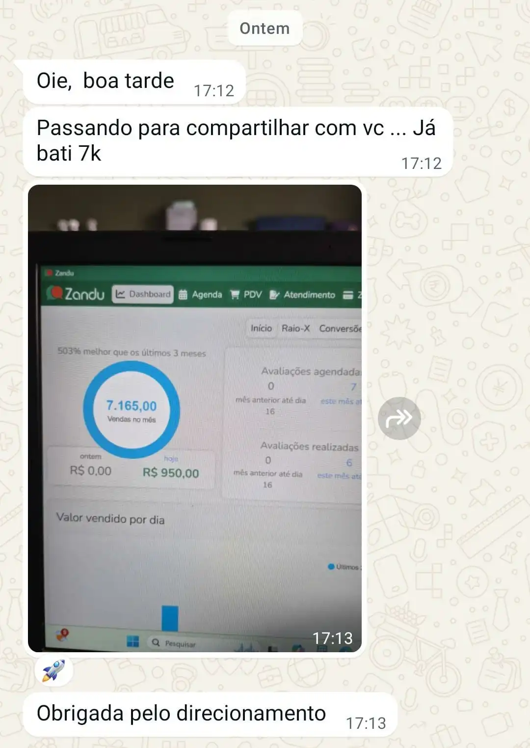 Já bati 7k em vendas no mês